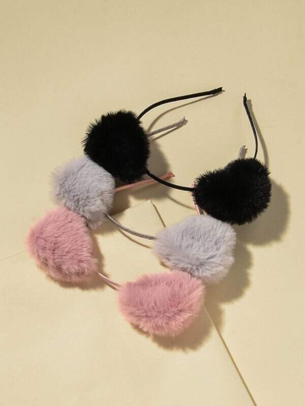 3pcs Toddler Girls Pom Pom Hair Hoop