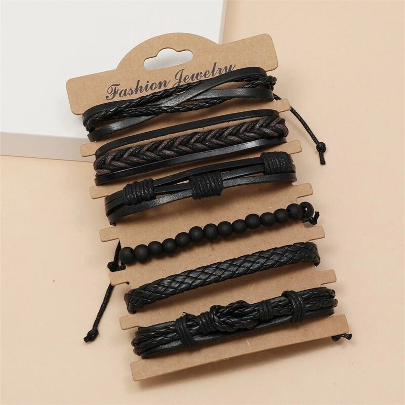

6pcs Braided Bracelet, Black