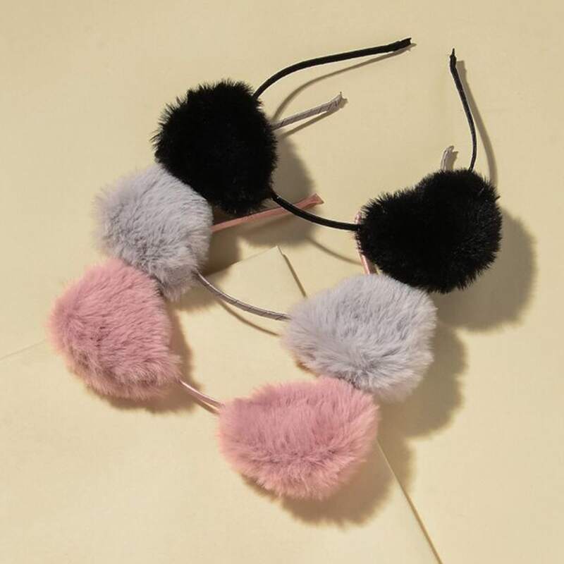 

3pcs Fluffy Ear Decor Headband, Multicolor