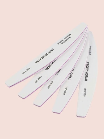 klimonla 5入組/批白色指甲銼打磨拋光塊100/180粒度指甲油銼美甲修腳美甲護理工具