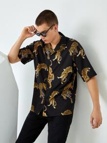 Manfinity Men Tiger Print Shirt - Multicolor - View 3
