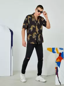 Manfinity Men Tiger Print Shirt - Multicolor - View 1