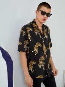 Manfinity Men Tiger Print Shirt - Multicolor - View 5