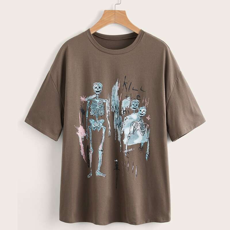 

Letter Skull Graphic Tee, Mocha brown