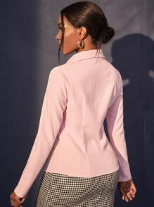 Solid Button Front Shirt - Baby Pink - View 2