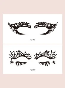 2sheets Halloween Eye Tattoo Sticker - Black - View 1