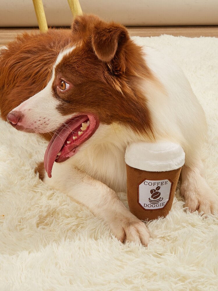 1pc Plush Coffee Cup Shaped Sound Toy For Pets, Suitable For Dogs, Help With Boredom, Chewing And Teeth Grinding - Multicolor - View 2
