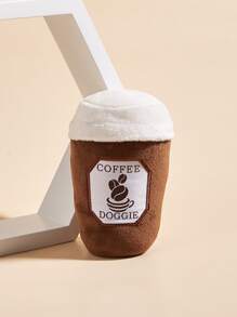 1入組長毛絨咖啡杯形狀發聲玩具適用於寵物,適用於小狗,幫助帶無聊,咀嚼和磨牙 - 彩色 - 查看 1