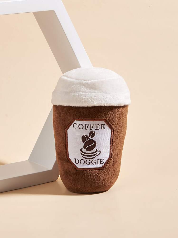 1pc Plush Coffee Cup Shaped Sound Toy For Pets, Suitable For Dogs, Help With Boredom, Chewing And Teeth Grinding - Multicolor - View 1