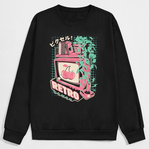 

Guys Letter Television Graphic Sweatshirt, Black