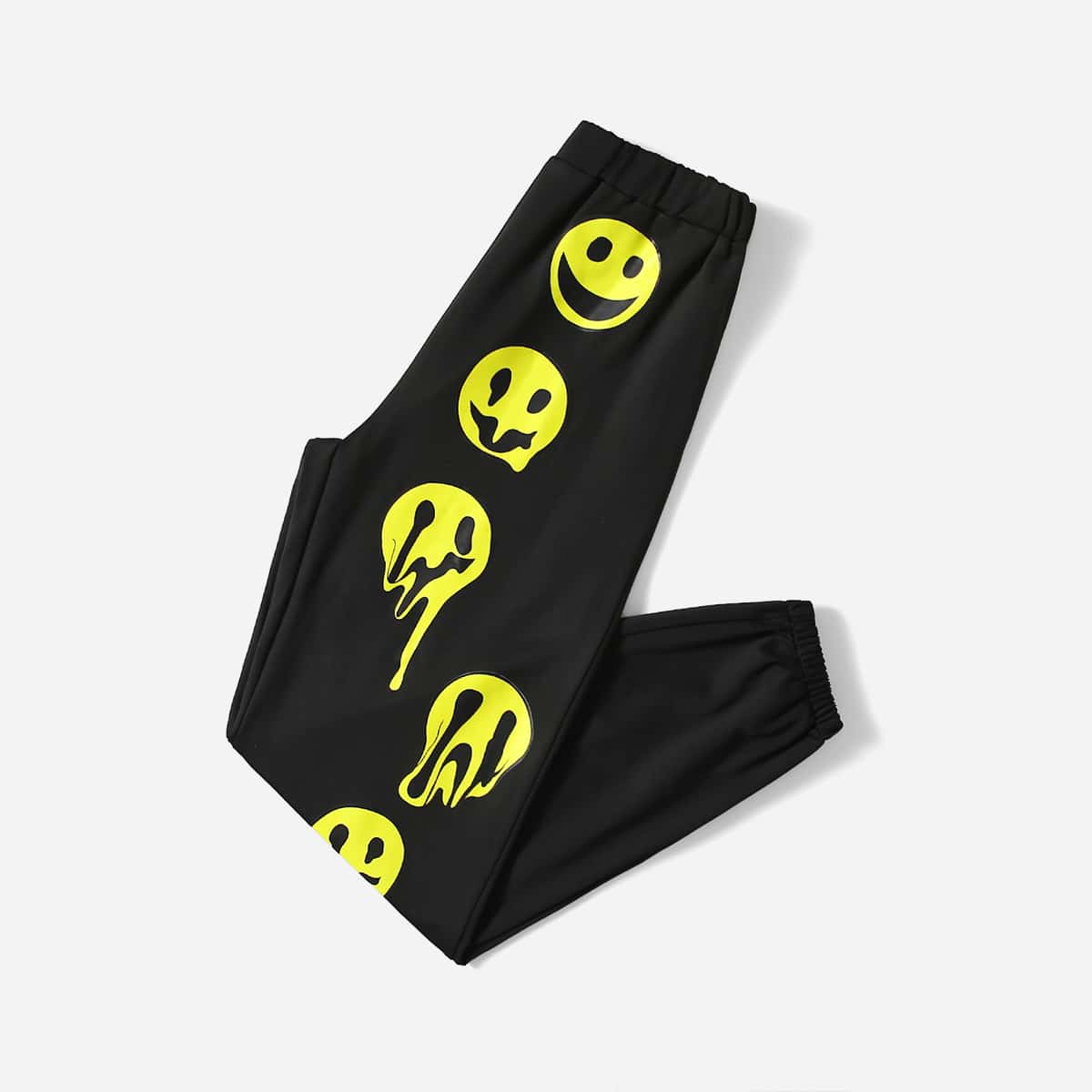 

Graphic Elastic Waist Sweatpants, Black