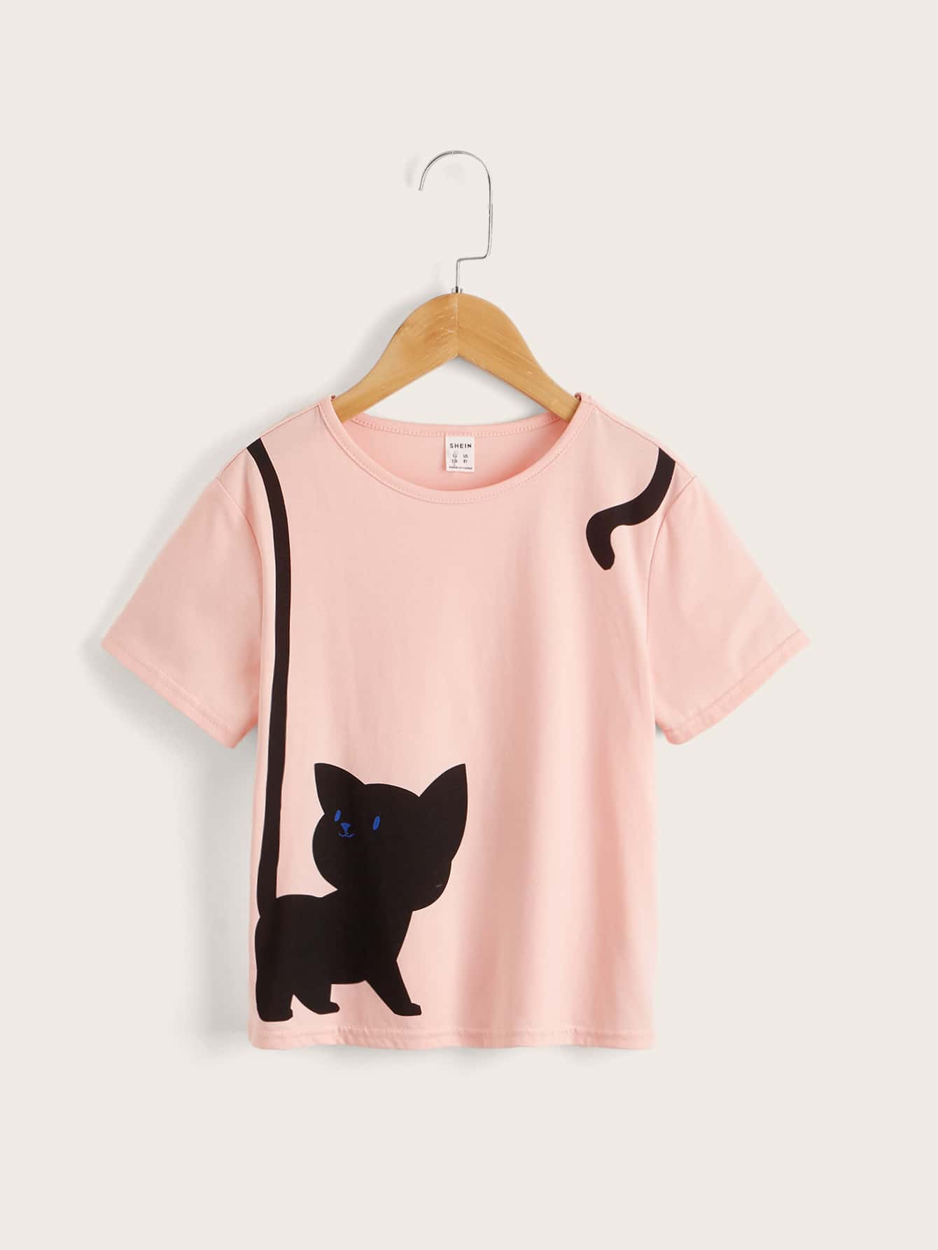 SHEIN Tops con gái Thú vật Hoạt hình Giải trí Dễ thương - Màu Hồng baby - Xem 1