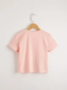 SHEIN Tops con gái Thú vật Hoạt hình Giải trí Dễ thương - Màu Hồng baby - Xem 2