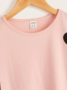 SHEIN Tops con gái Thú vật Hoạt hình Giải trí Dễ thương - Màu Hồng baby - Xem 3
