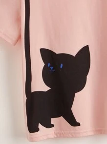 SHEIN Tops con gái Thú vật Hoạt hình Giải trí Dễ thương - Màu Hồng baby - Xem 4