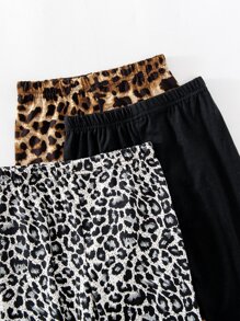 SHEIN 3 chiếc quần legging họa tiết da báo cho bé gái, thoải mái và đa năng, thích hợp cho mùa thu, xuân và hè, lứa tuổi 4-7, hoàn hảo cho các chuyến đi chơi, đi học, ở nhà, kỳ nghỉ và du lịch. - Nhiều màu - Xem 4