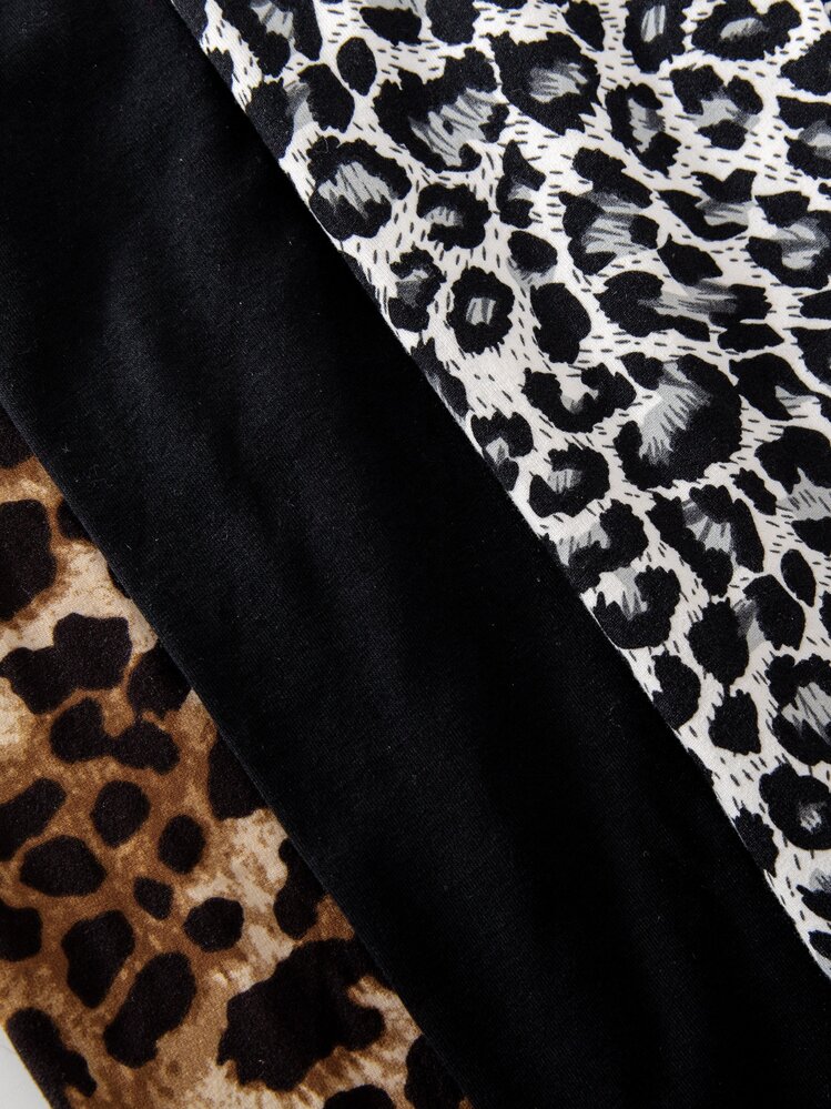 SHEIN 3 chiếc quần legging họa tiết da báo cho bé gái, thoải mái và đa năng, thích hợp cho mùa thu, xuân và hè, lứa tuổi 4-7, hoàn hảo cho các chuyến đi chơi, đi học, ở nhà, kỳ nghỉ và du lịch. - Nhiều màu - Xem 5