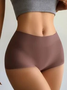 Women's Casual Comfy Mauve Purple Plain Fabric Medium Stretch Boyshorts - Mauve Purple - View 4