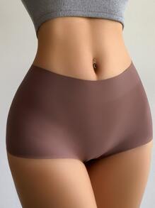 Women's Casual Comfy Mauve Purple Plain Fabric Medium Stretch Boyshorts - Mauve Purple - View 5
