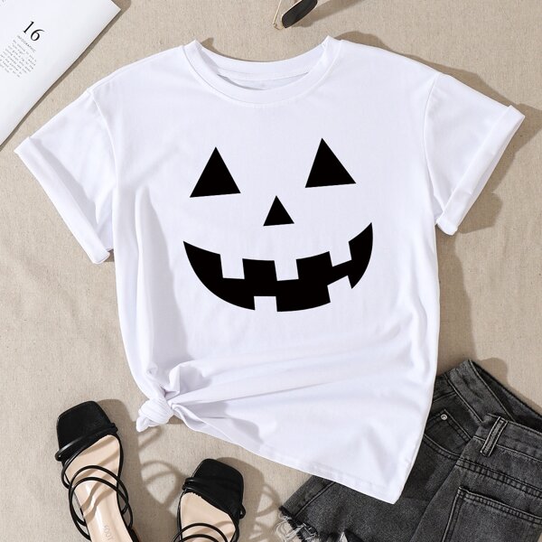 

Halloween Print Short Sleeve Tee, White