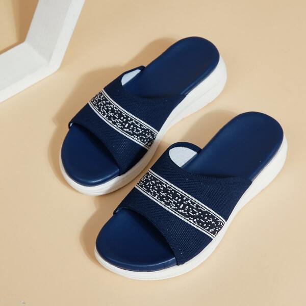 

Knitting Panel Wedge Mules, Royal blue