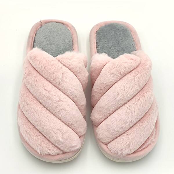 

Striped Design Home Slippers, Pink