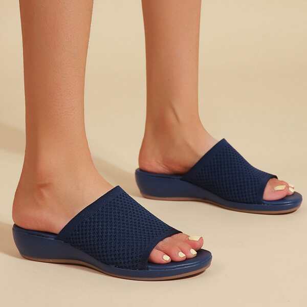 

Minimalist Knit Design Wedge Sandals, Royal blue