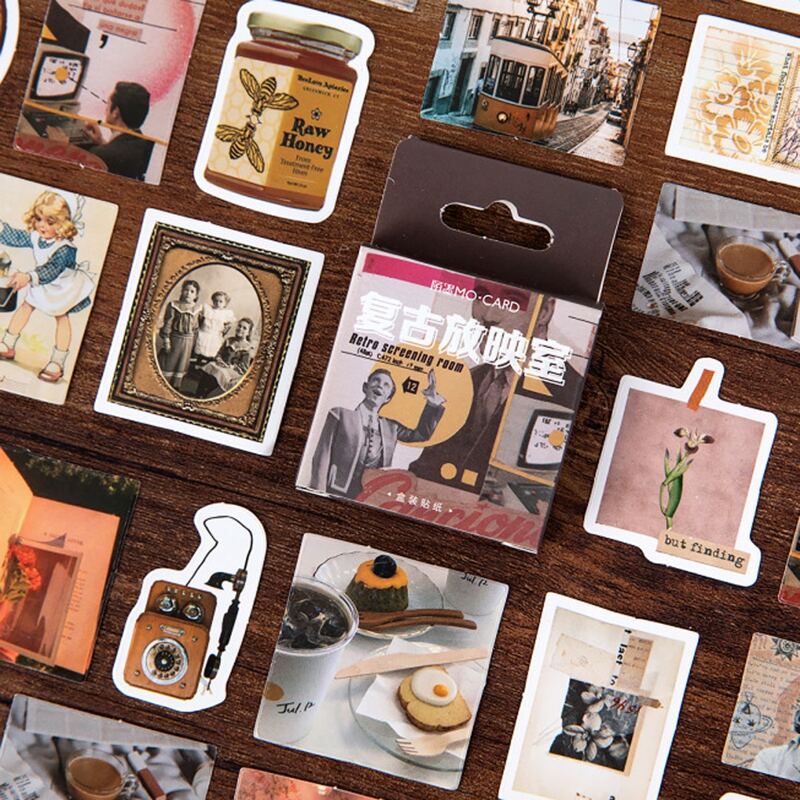 

46pcs Vintage Pattern DIY Sticker, Multicolor
