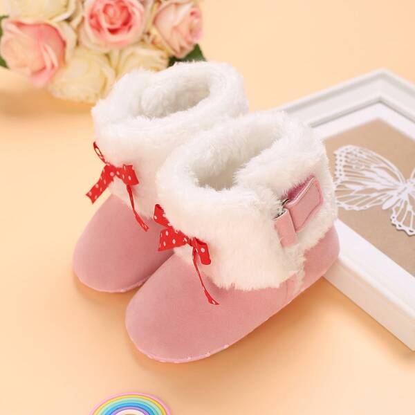 

Baby Fuzzy Bow Decor Snow Boots, Pink