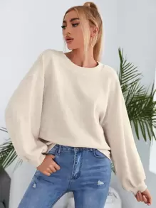 Muchica Áo len nữ màu trơn Giải trí - Màu be - Xem 1