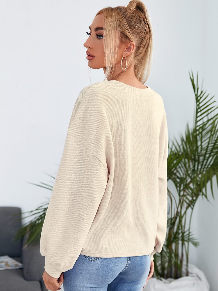 Muchica Áo len nữ màu trơn Giải trí - Màu be - Xem 2