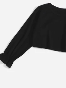 Niñas de manga con volante Camiseta & con estampado de cadena con cinturón Pantalones - Blanco y Negro - Ver 4