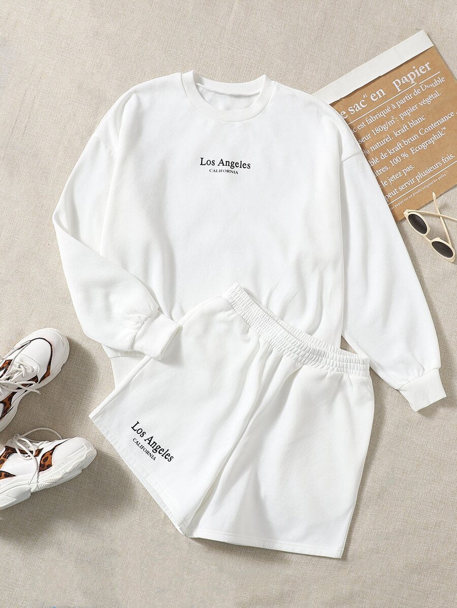 Muchica Bộ đồ hai mảnh nữ Lá thư Giải trí - trắng - Xem 1