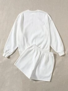 Muchica Bộ đồ hai mảnh nữ Lá thư Giải trí - trắng - Xem 2