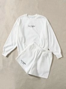 Muchica Bộ đồ hai mảnh nữ Lá thư Giải trí - trắng - Xem 3