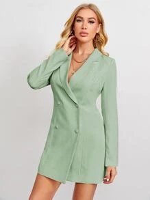 SHEIN Privé بليزر نسائي زر مزدوج الصاف أنيقة