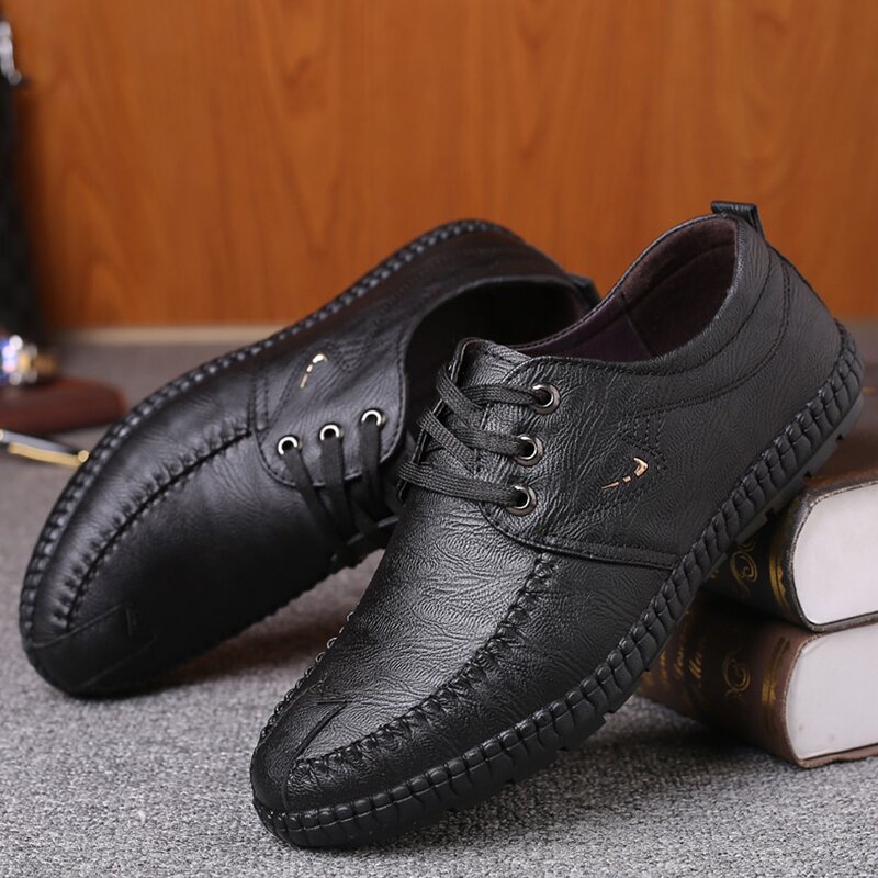 

Guys Stitch Trim Lace-up Front Dress Shoes, Black