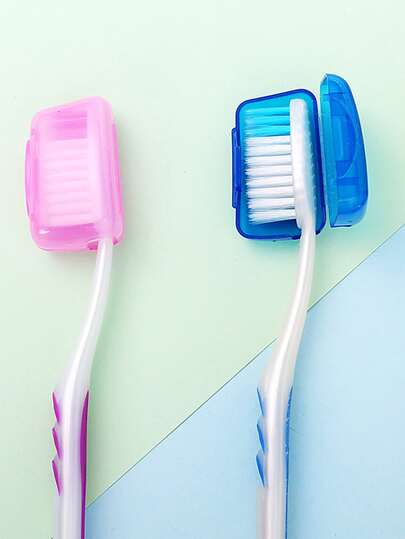 2pcs Random Color Toothbrush Cover, Portable Plastic Toothbrush Cap For Travel Home Bathroom Decor Fall Decor Back To School