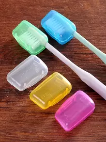 2 piezas Funda para cepillo de dientes de color aleatorio, tapa de plástico portátil para cepillo de dientes para viajes, decoración del baño en el hogar, vuelta al cole de verano