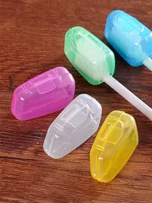 2 piezas Funda para cepillo de dientes de color aleatorio, tapa de plástico portátil para cepillo de dientes para viajes, decoración del baño en el hogar, vuelta al cole de verano