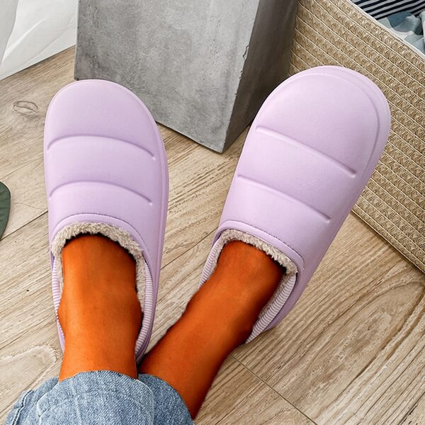 

Minimalist Plush Inside Bedroom Slippers, Mauve purple