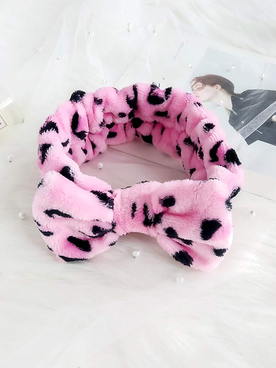 Leopard Print Bath Headband - Pink - View 1