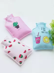 1入組隨機圖案迷你PVC熱水袋可愛卡通圖案家用保溫便攜式暖手器 - 彩色 - 查看 6