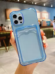 Bao đựng điện thoại trong suốt có khe cắm thẻ - Màu xanh lam - Xem 1