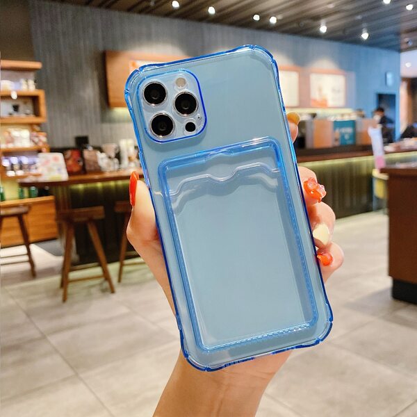 

Clear Phone Case With Card Slot, Blue