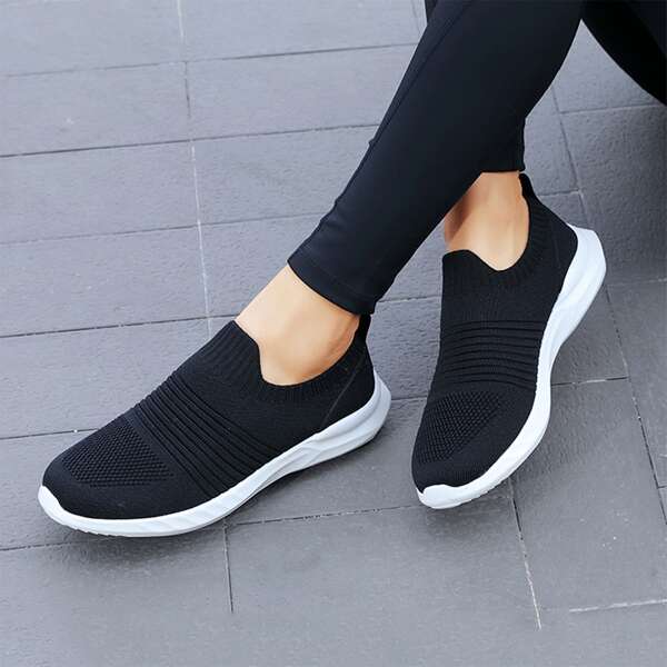 

Minimalist Knit Slip On Sneakers, Black