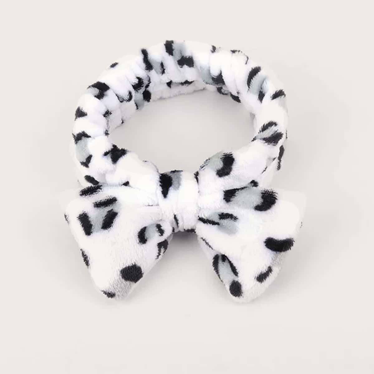 

Cow Pattern Bath Headband, White