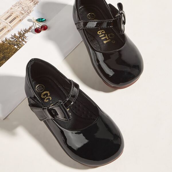 

Girls Bow Decor Mary Janes, Black
