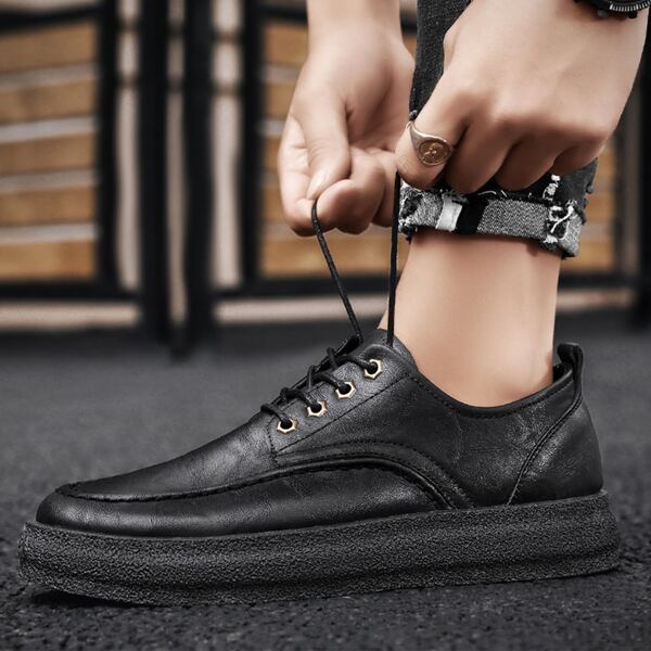 

Men Minimalist Lace Up Front Dress Shoes, Black