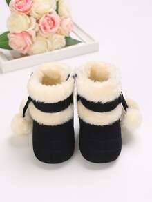 嬰兒絨球裝飾雪地靴 - 黑色 - 查看 5
